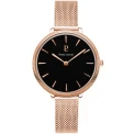 Дамски ръчен часовник с кварцов механизъм - корпус от Стомана - Меш - цвят Черен Розово Злато