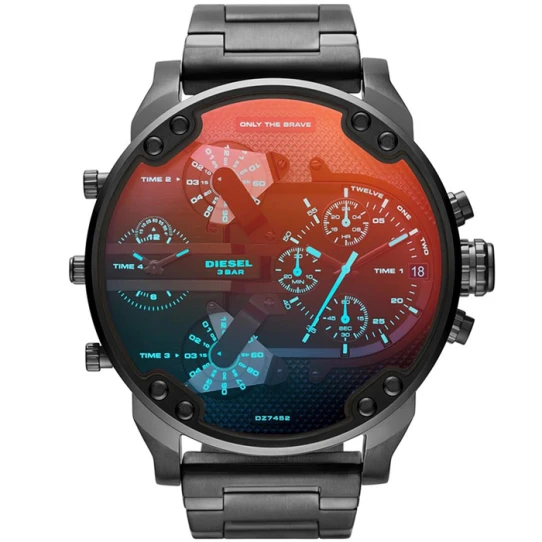 Мъжки ръчен часовник с кварцов механизъм - корпус от Стомана - Стоманена верижка - цвят Черен Черен