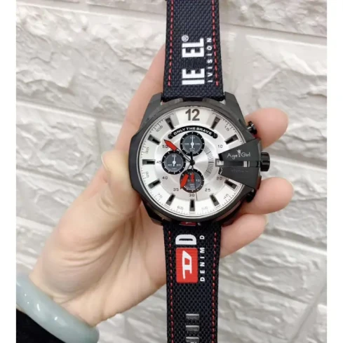 Мъжки ръчен часовник с кварцов механизъм - корпус от Стомана - Текстил - цвят Сив