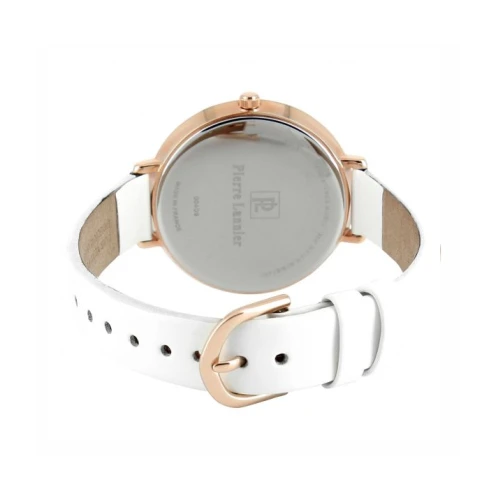 Дамски ръчен часовник с кварцов механизъм - корпус от Стомана - Естествена кожа - цвят Седеф Бял