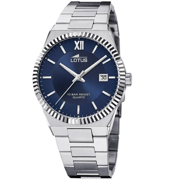 Мъжки ръчен часовник с кварцов механизъм - корпус от Стомана - Стоманена верижка - цвят Син Сив