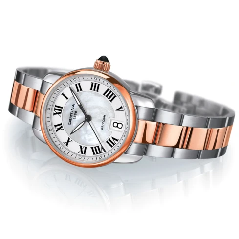 Дамски ръчен часовник с кварцов механизъм - корпус от Стомана - Стоманена верижка - цвят Седеф Розово Злато