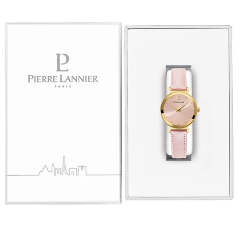 Дамски ръчен часовник с кварцов механизъм - корпус от Стомана - Естествена кожа - цвят Розов