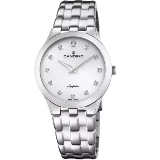 Дамски ръчен часовник с кварцов механизъм - корпус от Стомана - Стоманена верижка - цвят Бял