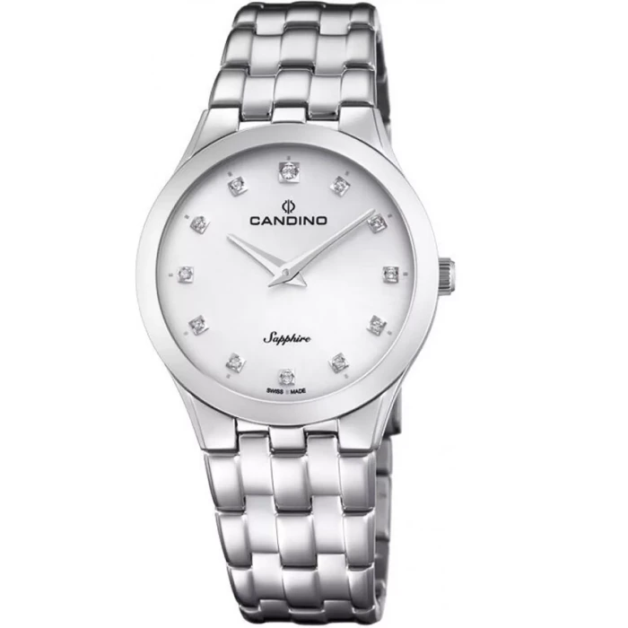 Дамски ръчен часовник с кварцов механизъм - корпус от Стомана - Стоманена верижка - цвят Бял