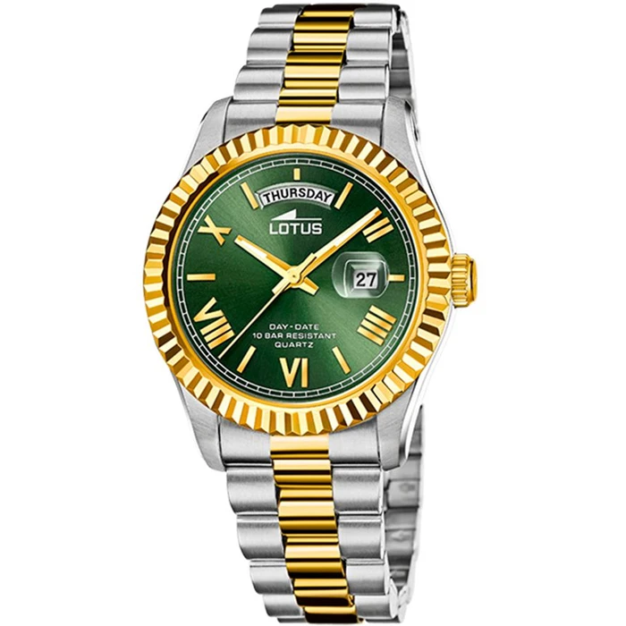 Мъжки ръчен часовник с кварцов механизъм - корпус от Стомана - Стоманена верижка - цвят Зелен Сив