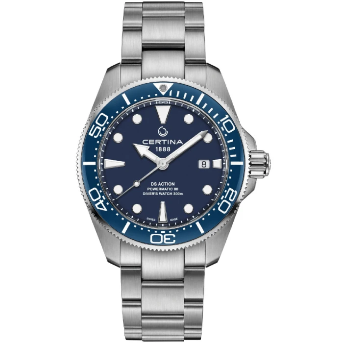 Мъжки ръчен часовник с автоматичен механизъм - корпус от Стомана - Стоманена верижка - цвят Син Сив