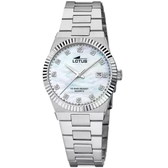 Дамски ръчен часовник с кварцов механизъм - корпус от Стомана - Стоманена верижка - цвят Седеф Сив