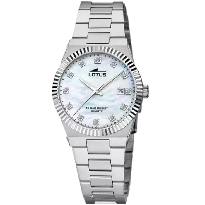 Дамски ръчен часовник с кварцов механизъм - корпус от Стомана - Стоманена верижка - цвят Седеф Сив