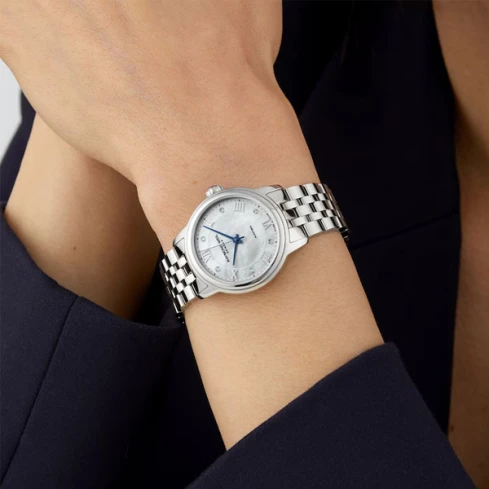 Дамски ръчен часовник с автоматичен механизъм - корпус от Стомана - Стоманена верижка - цвят Седеф