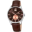 Мъжки ръчен часовник с кварцов механизъм - корпус от Стомана - Естествена кожа - цвят Кафяв Кафяв