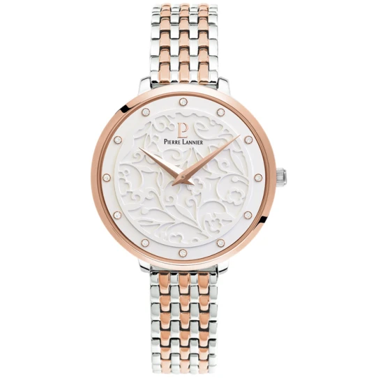 Дамски ръчен часовник с кварцов механизъм - корпус от Стомана - Стоманена верижка - цвят Бял Сив