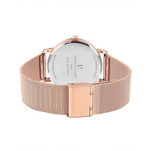 Дамски ръчен часовник с кварцов механизъм - корпус от Стомана - Меш - цвят Черен Розово Злато