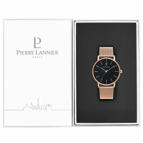 Дамски ръчен часовник с кварцов механизъм - корпус от Стомана - Меш - цвят Черен Розово Злато