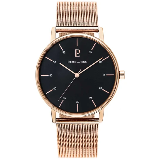 Дамски ръчен часовник с кварцов механизъм - корпус от Стомана - Меш - цвят Черен Розово Злато