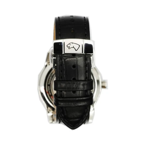 Мъжки ръчен часовник с кварцов механизъм - корпус от Стомана - Естествена кожа - цвят Черен Черен