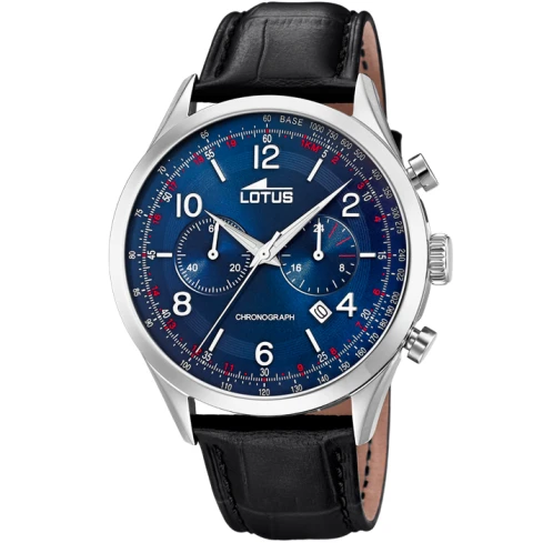 Мъжки ръчен часовник с кварцов механизъм - корпус от Стомана - Естествена кожа - цвят Син Черен