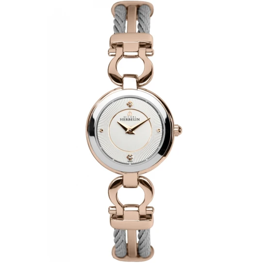 Дамски ръчен часовник с кварцов механизъм - корпус от Стомана - Стоманена верижка - цвят Бял Сив