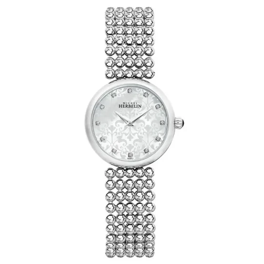 Дамски ръчен часовник с кварцов механизъм - корпус от Стомана - Стоманена верижка - цвят Сребрист Сив