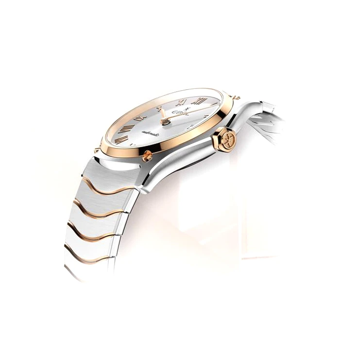 Мъжки ръчен часовник с механичен механизъм - корпус от Стомана - Стоманена верижка - цвят Сребрист Розово Злато