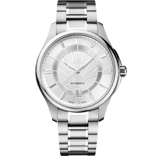 Мъжки ръчен часовник с автоматичен механизъм - корпус от Стомана - Стоманена верижка - цвят Бял Сив