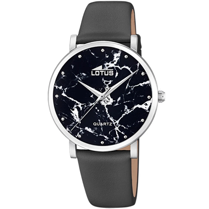 Дамски ръчен часовник с кварцов механизъм - корпус от Стомана - Естествена кожа - цвят Черен Черен