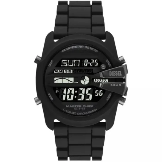 Мъжки ръчен часовник с кварцов механизъм - корпус от Стомана - Силиконова каишка - цвят Черен