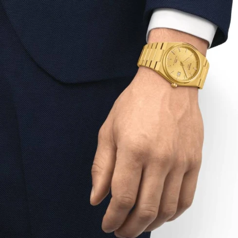 Мъжки ръчен часовник с автоматичен механизъм - корпус от Стомана - Стоманена верижка - цвят Злато Жълт