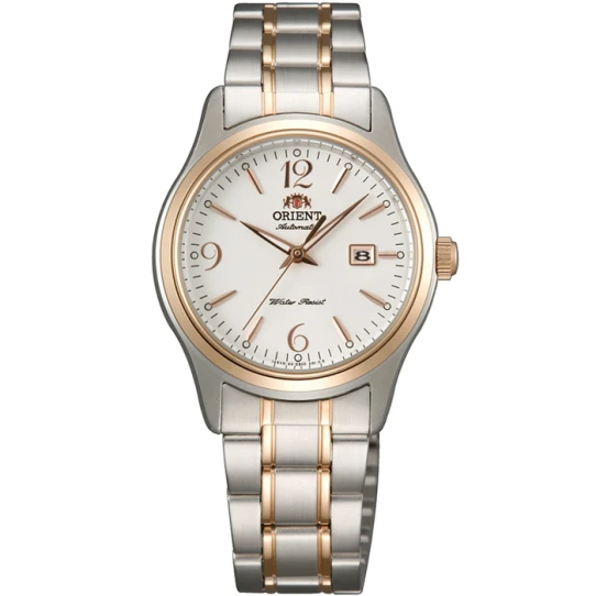 Дамски ръчен часовник с автоматичен механизъм - корпус от Стомана - Стоманена верижка - цвят Бял Сив