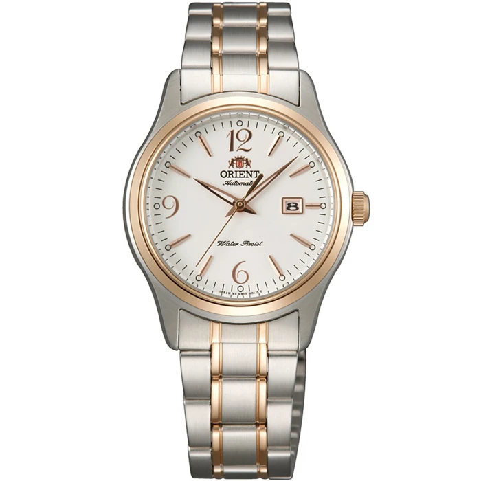 Дамски ръчен часовник с автоматичен механизъм - корпус от Стомана - Стоманена верижка - цвят Бял Сив