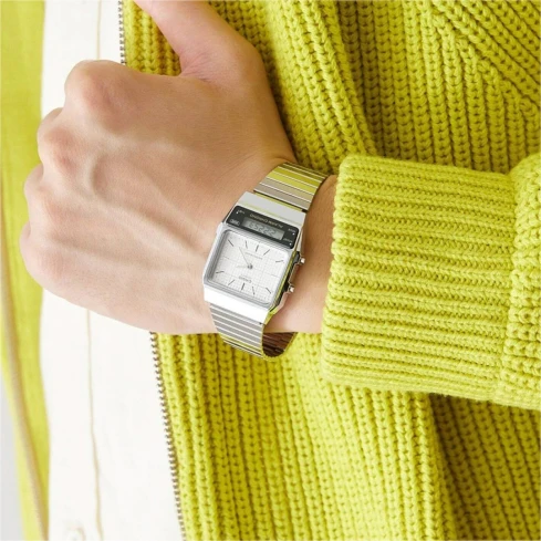 Мъжки ръчен часовник с кварцов механизъм - корпус от Полимер - Полимер - цвят Сребрист Сив