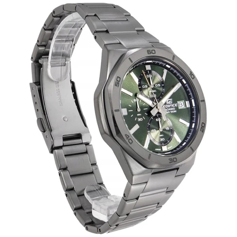 Мъжки ръчен часовник с кварцов механизъм - корпус от Стомана - Стоманена верижка - цвят Зелен