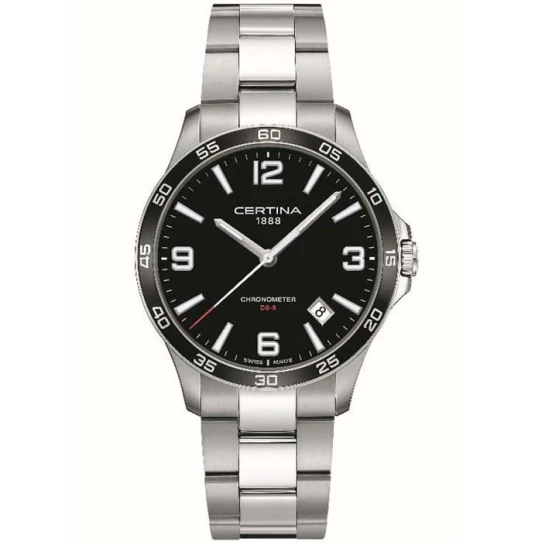 Мъжки ръчен часовник с кварцов механизъм - корпус от Стомана и алуминий - Стоманена верижка - цвят Черен Сив