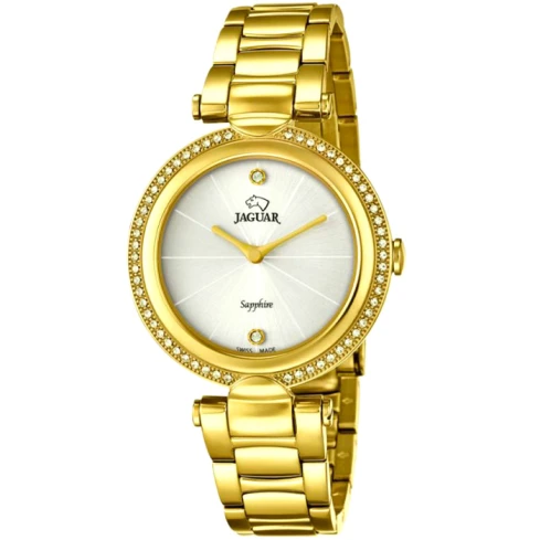 Дамски ръчен часовник с кварцов механизъм - корпус от Стомана - Стоманена верижка - цвят Бял Злато