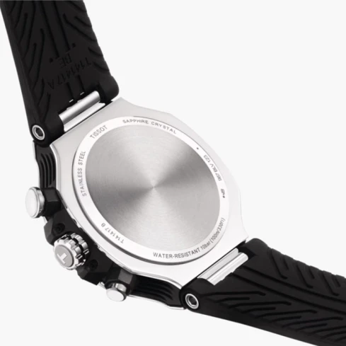 Мъжки ръчен часовник с кварцов механизъм - корпус от Стомана - Силиконова каишка - цвят Бял Черен