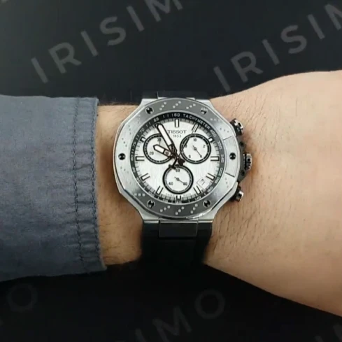 Мъжки ръчен часовник с кварцов механизъм - корпус от Стомана - Силиконова каишка - цвят Бял Черен