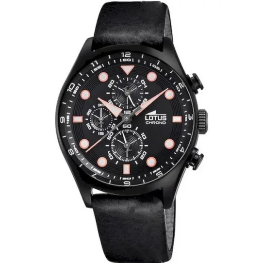 Мъжки ръчен часовник с кварцов механизъм - корпус от Стомана - Естествена кожа - цвят Черен Черен