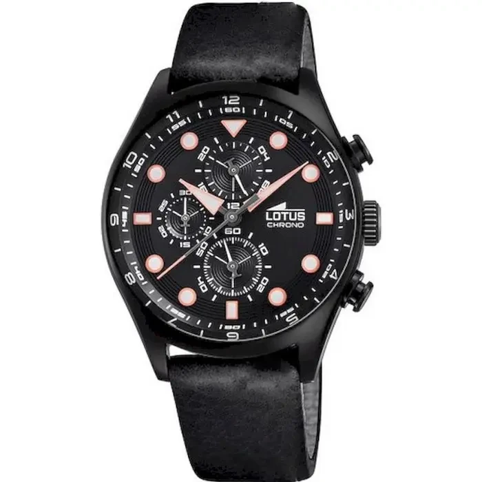 Мъжки ръчен часовник с кварцов механизъм - корпус от Стомана - Естествена кожа - цвят Черен Черен