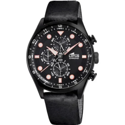 Мъжки ръчен часовник с кварцов механизъм - корпус от Стомана - Естествена кожа - цвят Черен Черен