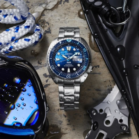 Мъжки ръчен часовник с автоматичен механизъм - корпус от Стомана - Стоманена верижка - цвят Тюркоаз