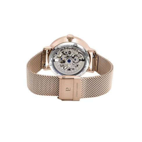 Дамски ръчен часовник с автоматичен механизъм - корпус от Стомана - Меш - цвят Скелетон Розово Злато
