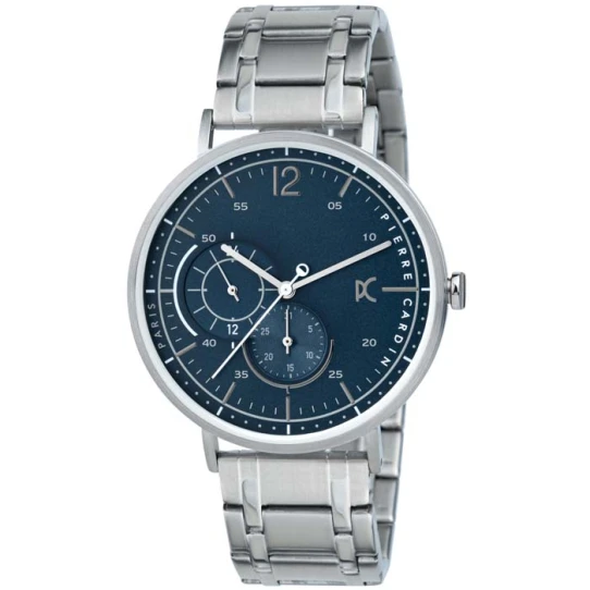 Мъжки ръчен часовник с кварцов механизъм - корпус от Стомана - Стоманена верижка - цвят Син Сив