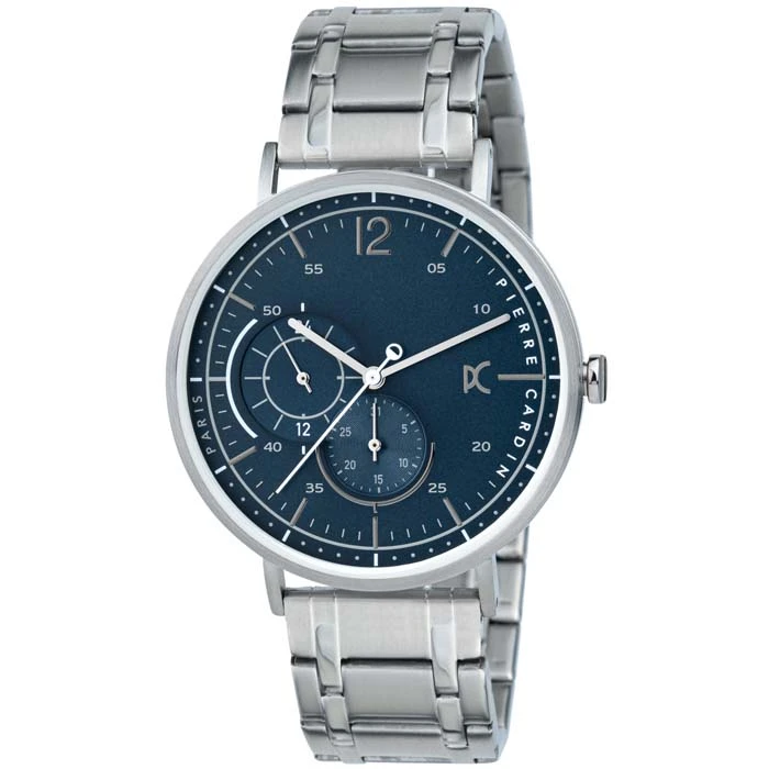 Мъжки ръчен часовник с кварцов механизъм - корпус от Стомана - Стоманена верижка - цвят Син Сив