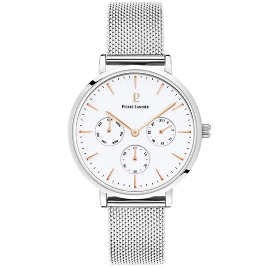 Дамски ръчен часовник с кварцов механизъм - корпус от Стомана - Меш - цвят Бял Сив