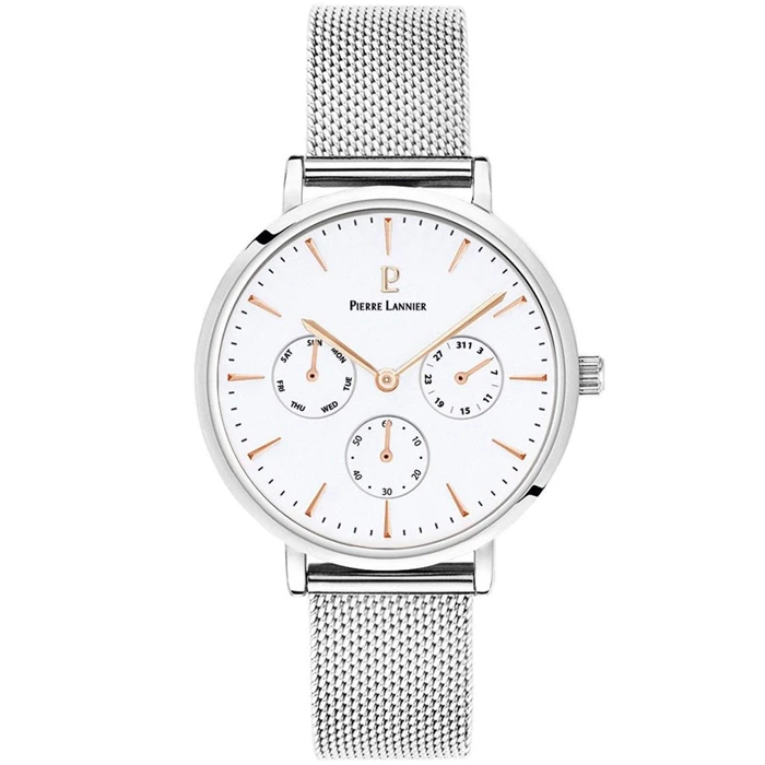 Дамски ръчен часовник с кварцов механизъм - корпус от Стомана - Меш - цвят Бял Сив