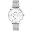 Дамски ръчен часовник с кварцов механизъм - корпус от Стомана - Меш - цвят Бял Сив