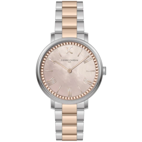 Дамски ръчен часовник с кварцов механизъм - корпус от Стомана - Стоманена верижка - цвят Седеф Сив