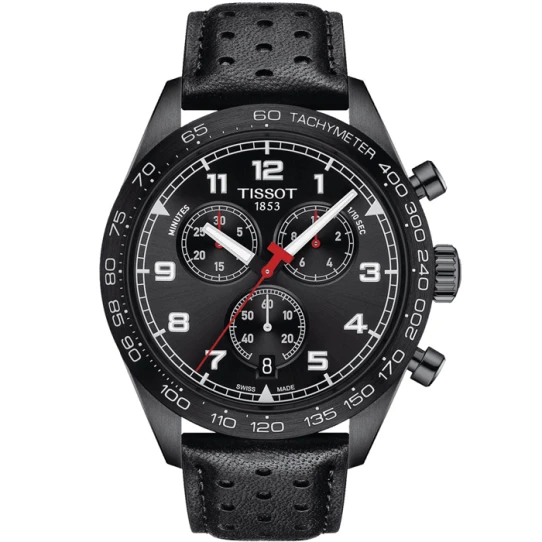 Мъжки ръчен часовник с кварцов механизъм - корпус от Стомана - Естествена кожа - цвят Черен Черен