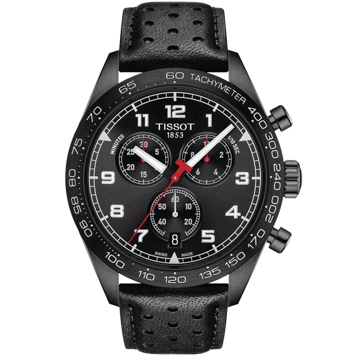 Мъжки ръчен часовник с кварцов механизъм - корпус от Стомана - Естествена кожа - цвят Черен Черен