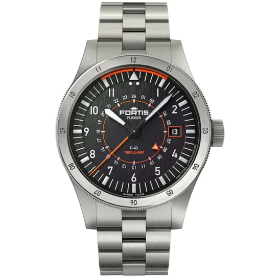 Мъжки ръчен часовник с автоматичен механизъм - корпус от Титан - Титаниева верижка - цвят Черен Сив